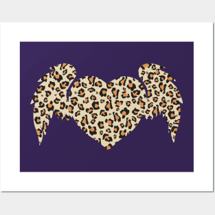 Leopard Print Winged Heart Posters and Art